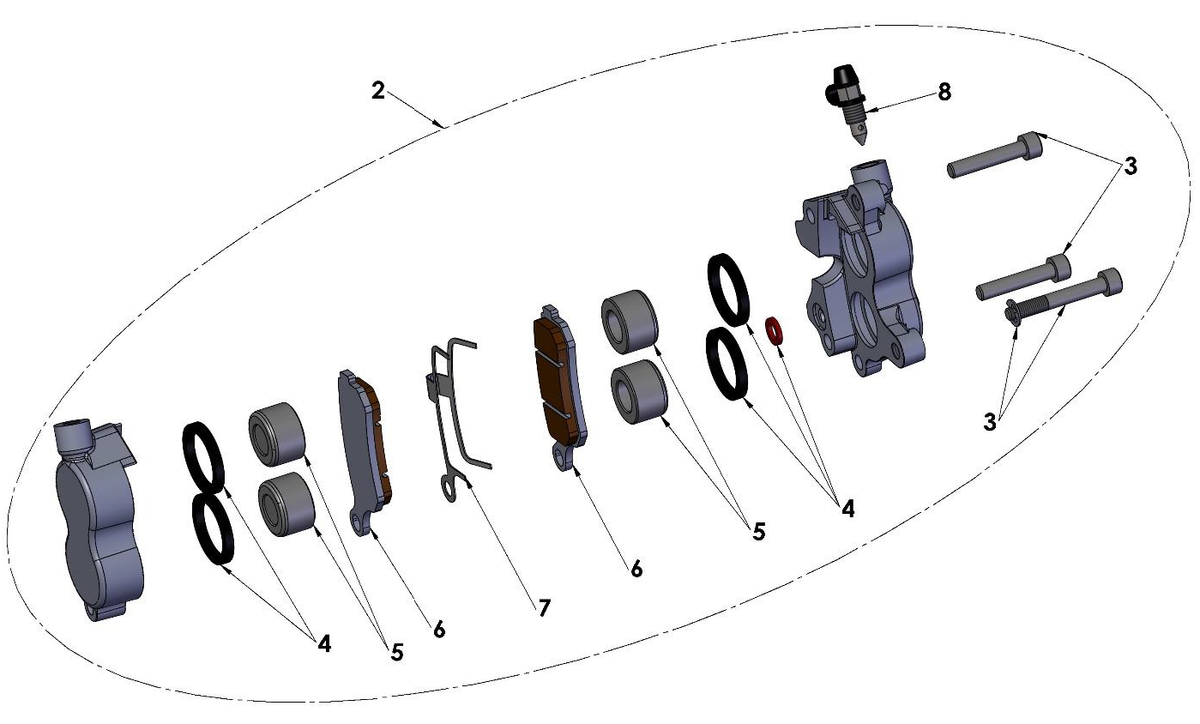 BRAKE ASSY FRONT CX65 (MC-LINE-CALIPER) ZL150