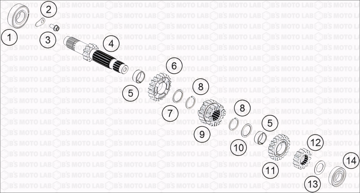 Transmission I Main Shaft, Engine 85 SX 2023 B's Moto Lab