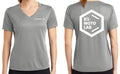 Women Logo V-Neck Shirt Gray/ White