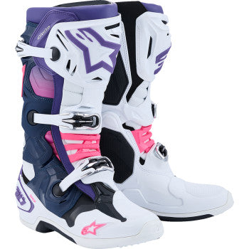 ALPINESTARS - TECH 10 BOOTS - White/Violet/Navy/Pink Fluorescent