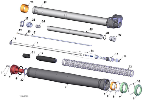 Fork - Leg Assembly - Non-Brake Side, 2024 Cobra CX65
