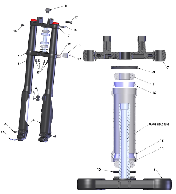 Front Forks and Triple Clamp, 2023 Cobra CX5E