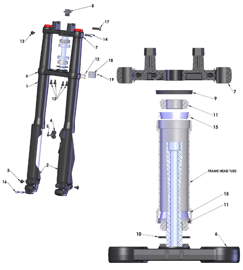 Front Forks and Triple Clamp, 2023 Cobra CX50FWE
