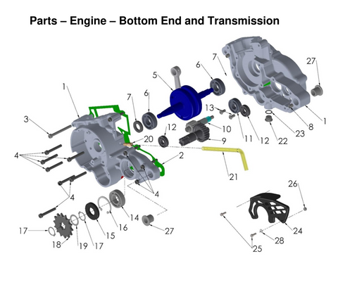 Engine - Bottom End and Transmission, 2027 COBRA CX50 SR