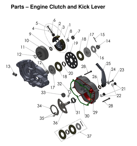 Engine Clutch and Kick Lever, 2027 COBRA CX50 SR