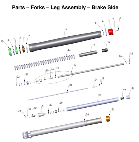 Forks - Leg Assembly - Brake Side, 2027 COBRA CX50 SR