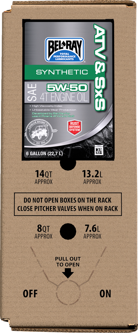 3601-0938 - OIL 5W50 SYNTHETIC SXS & ATV 6 GAL. BAG IN A BOX