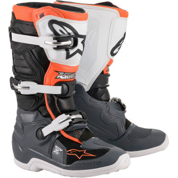 ALPINESTARS - YOUTH TECH 7S BOOTS - Black/Gray/White/Orange Fluorescent