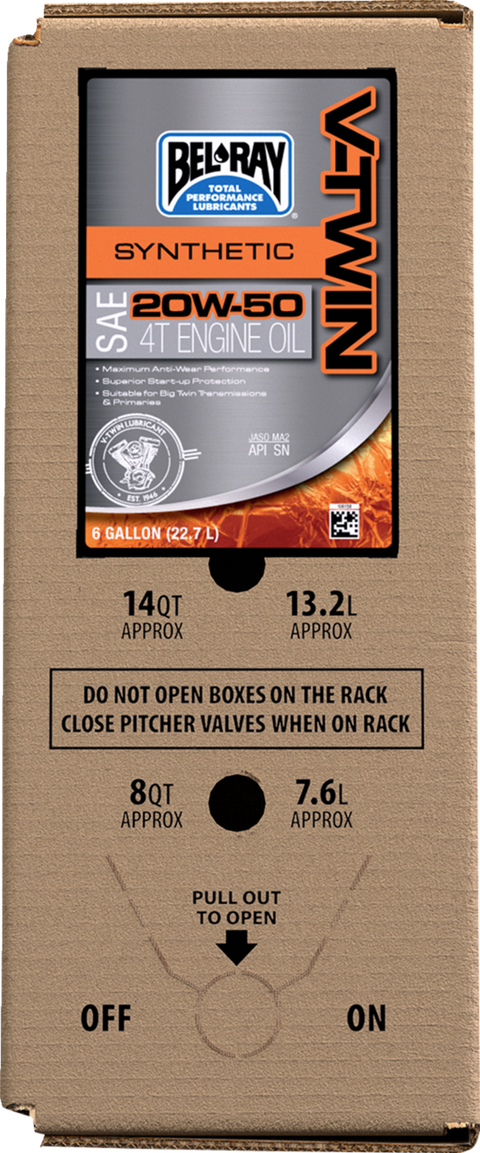3601-0940 - OIL VTWIN SYNTHETIC 20W50 6 GAL. BAG IN A BOX