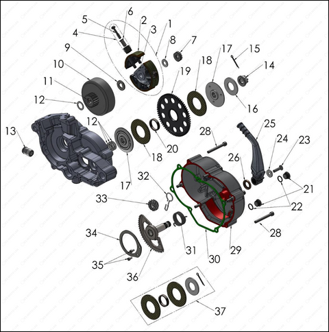 Engine – Clutch and Kick Starter, 2024 COBRA CX-50-FWE-ANN