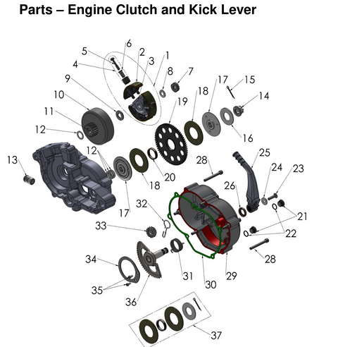 ENGINE – CLUTCH AND KICK STARTER, 2026 COBRA CX-50-FWE