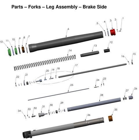 FORKS – LEG ASSEMBLY – BRAKE SIDE, 2026 COBRA CX-50-FWE