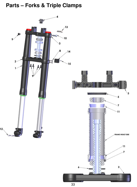 FRONT FORKS AND TRIPLE CLAMP, 2026 COBRA CX-50-FWE