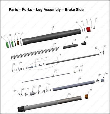 Forks – Leg Assembly – Brake Side, 2025 COBRA CX-50-FWE