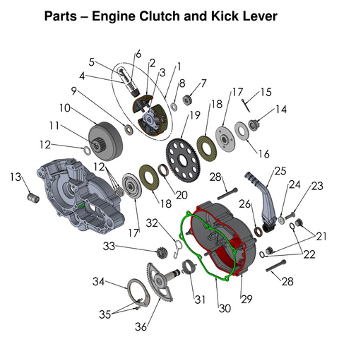 Engine Clutch and Kick Starter, 2026 COBRA CX-50-JR