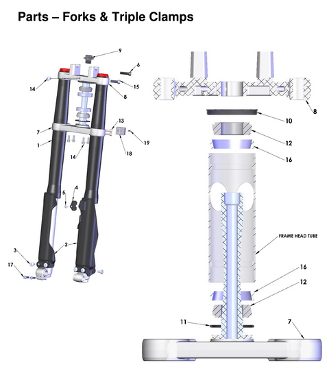 Front Forks and Triple Clamps, 2026 COBRA CX-50-JR