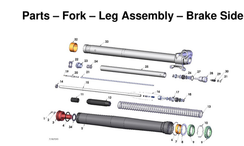 Fork - Leg Assembly - Brake Side, 2026 COBRA CX-65