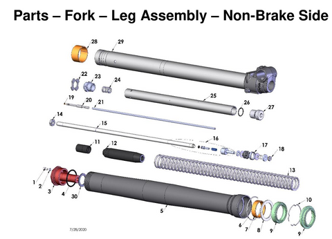 Fork - Leg Assembly - Non-Brake Side, 2026 COBRA CX-65