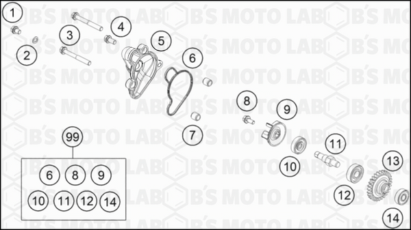 Water Pump, Engine, 65 SX 2023