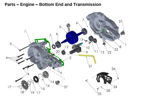 Engine - Bottom End and Transmission, 2027 COBRA CX50 FWE