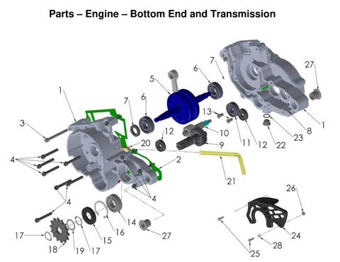 Engine - Bottom End and Transmission, 2027 COBRA CX50 JR