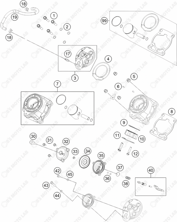 CYLINDER, CYLINDER HEAD, 2024 KTM 65-SX