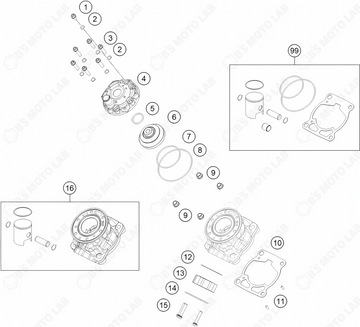 CYLINDER, CYLINDER HEAD, 2024 KTM 50-SX