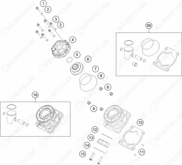 CYLINDER, CYLINDER HEAD, 2024 KTM 50-SX