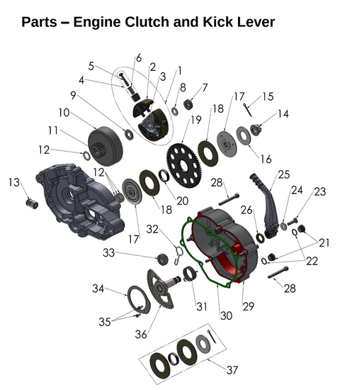 Engine Clutch and Kick Lever, 2027 COBRA CX50 FWE