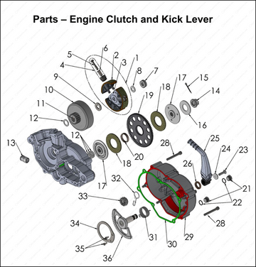 Engine Clutch and Kick Lever, 2025 COBRA CX-50-JR