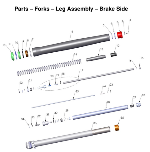 Parts – Forks – Leg Assembly – Brake Side, 2026 COBRA CX-50-SR