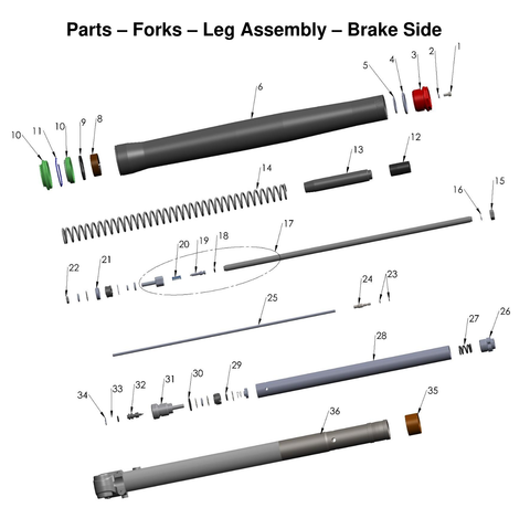 Forks - Leg Assembly - Brake Side, 2027 COBRA CX50 JR