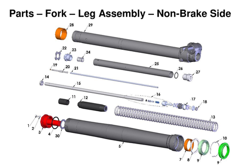 Fork-Leg Assembly - Non-Brake Side, 2027 COBRA CX65