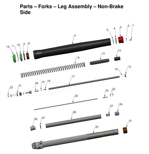 Forks - Leg Assembly - Non-Brake Side, 2027 COBRA CX50 JR