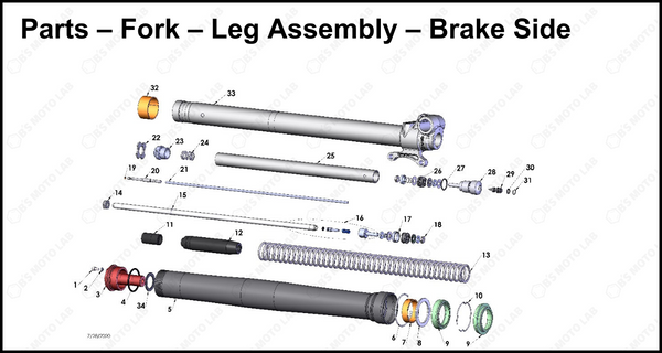 Fork – Leg Assembly – Brake Side, 2025 COBRA CX-65