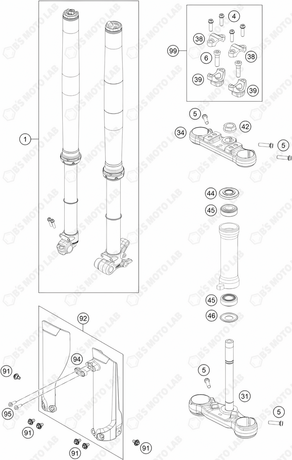 FRONT FORK, TRIPLE CLAMP, 2024 KTM 50-SX