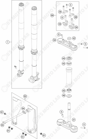 FRONT FORK, TRIPLE CLAMP, 2024 Husquvarna TC-50