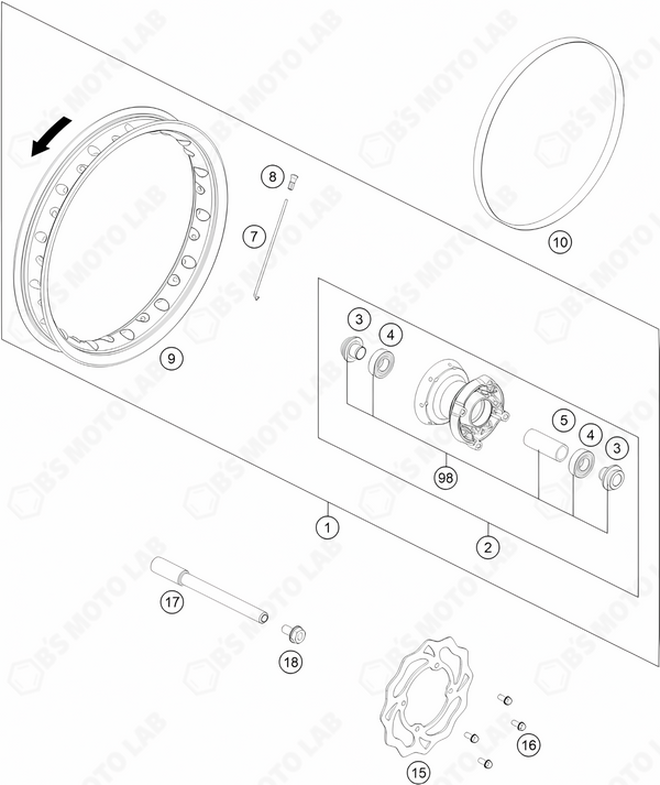 FRONT WHEEL, 2024 KTM SX-50-F