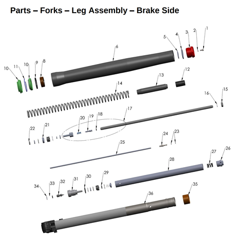 Forks - Leg Assembly - Brake Side, 2027 COBRA CX50 FWE
