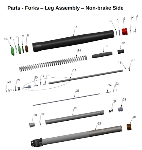 Forks - Leg Assembly - Non-brake Side, 2027 COBRA CX50 FWE