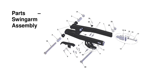 Swingarm Assembly, 2027 COBRA CX50 JR