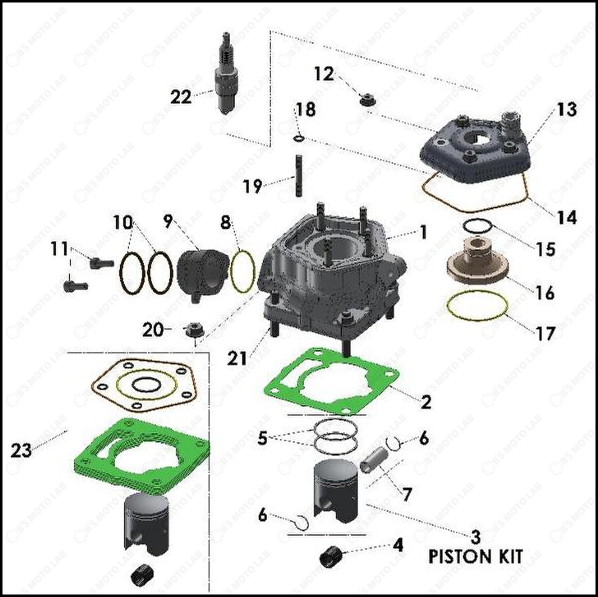 2025 Cobra CX-50-FWE CYLINDER KIT - FWE (INCLUDES STUDS, PISTON