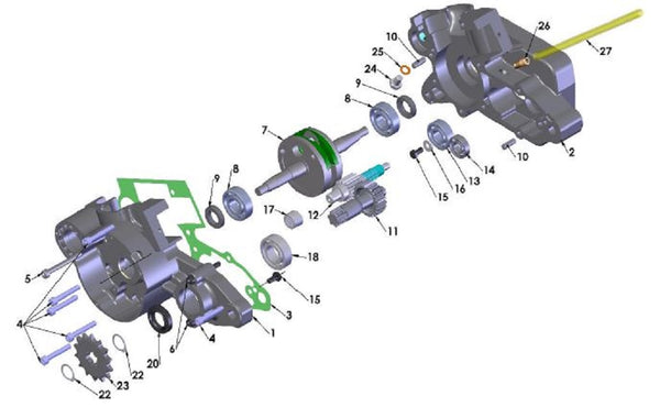 ENGINE - BOTTOM END & TRANSMISSION 2014 CX50 SR