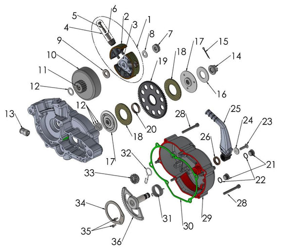 ENGINE - CLUTCH AND KICK LEVER 2018 CX50 JR